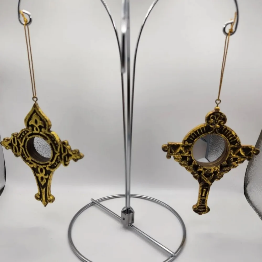 Christmas Ornament, Set of 2 Gold, with mirrors